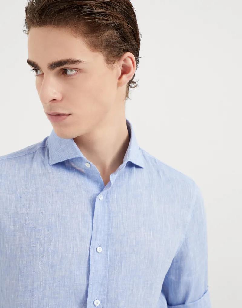 Blue Linen Dress Shirt