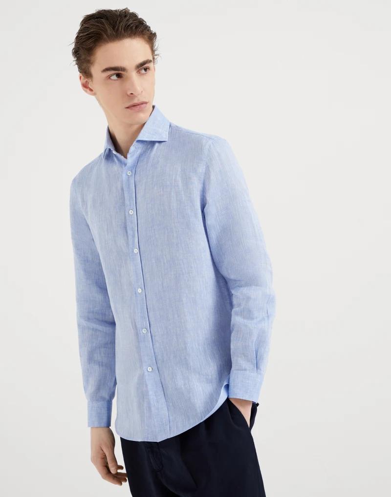 Blue Linen Dress Shirt