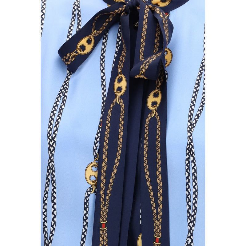 Blue Silk Pattern Shirt
