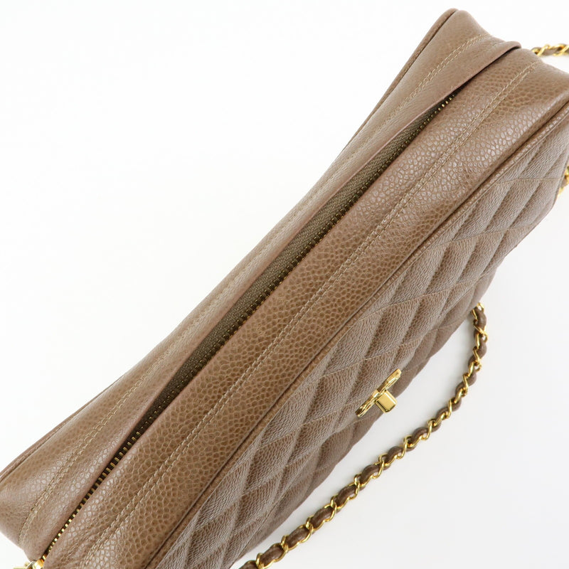 Chanel Vintage Front Pocket Camera Quilted Caviar Brown Leather Bag