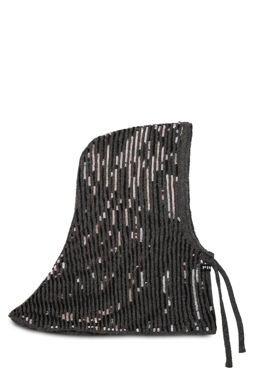 Pinko 107252 Sequin-Embellished Beanie — Black Polyester Beanies
