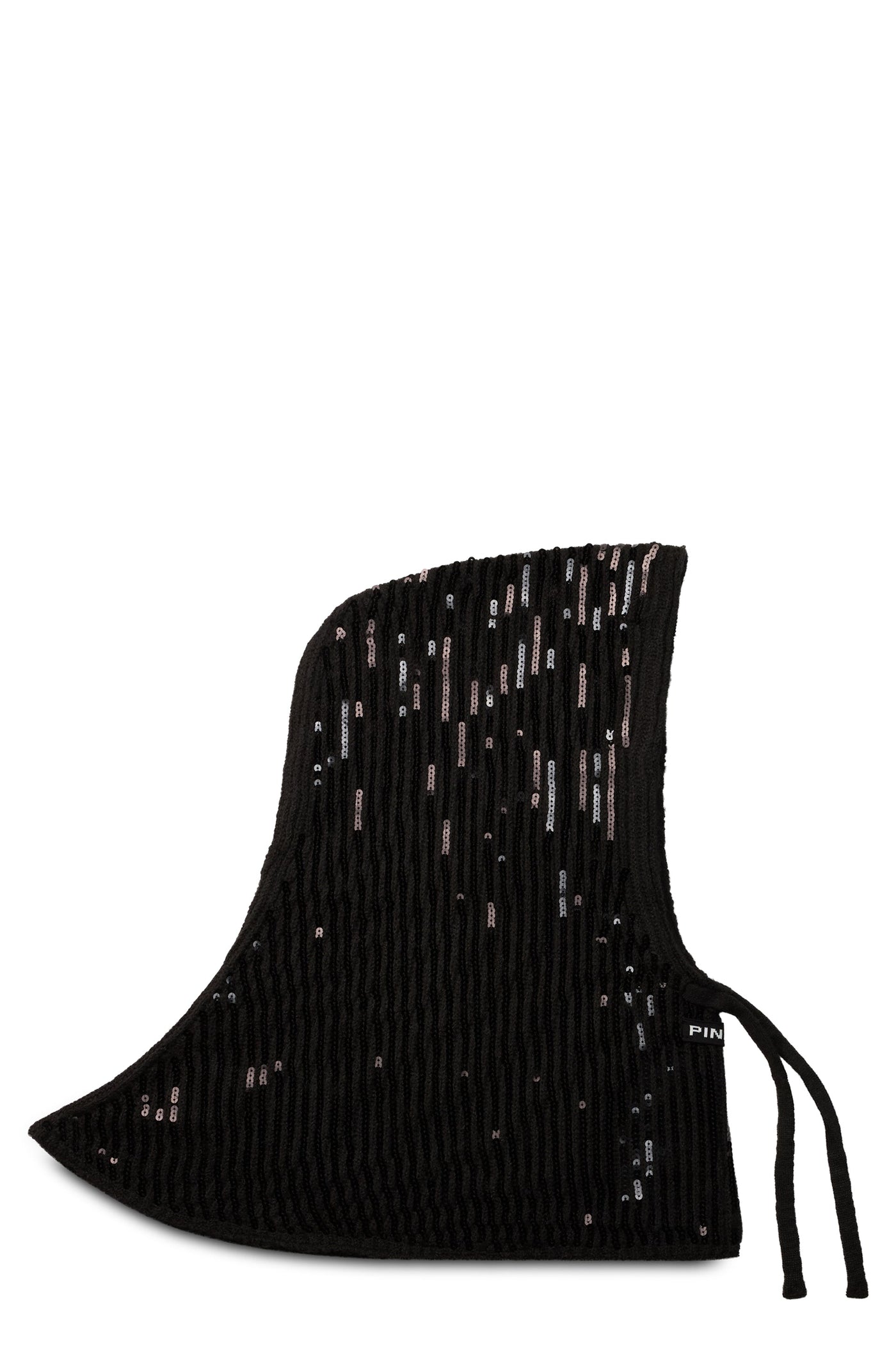 Pinko 107252 Metallic Logo-Embroidered Knit Beanie — Black Polyester Beanies