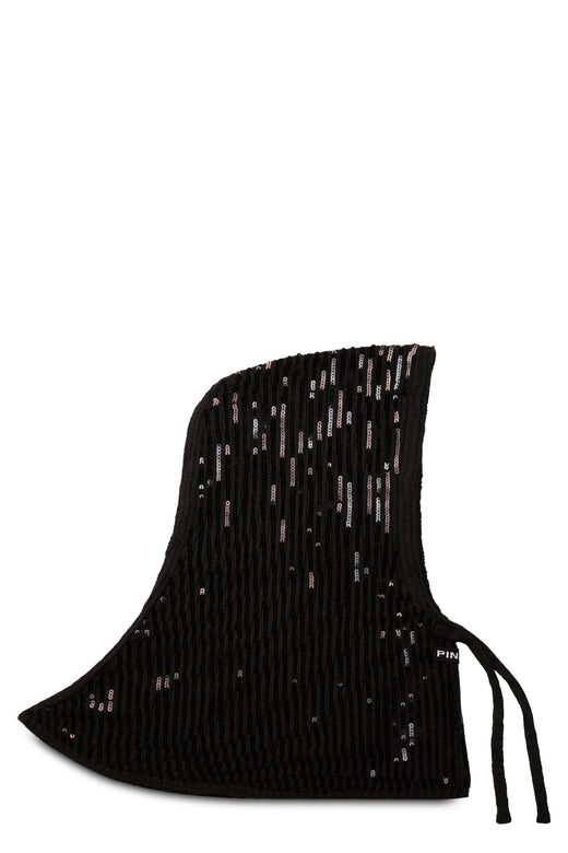 Pinko 107252 Metallic Logo-Embroidered Knit Beanie — Black Polyester Beanies