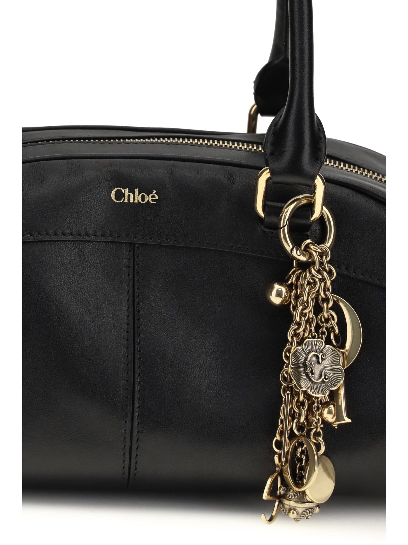 Chloé Calfskin Bowling Shoulder Bag — Black Calf Leather