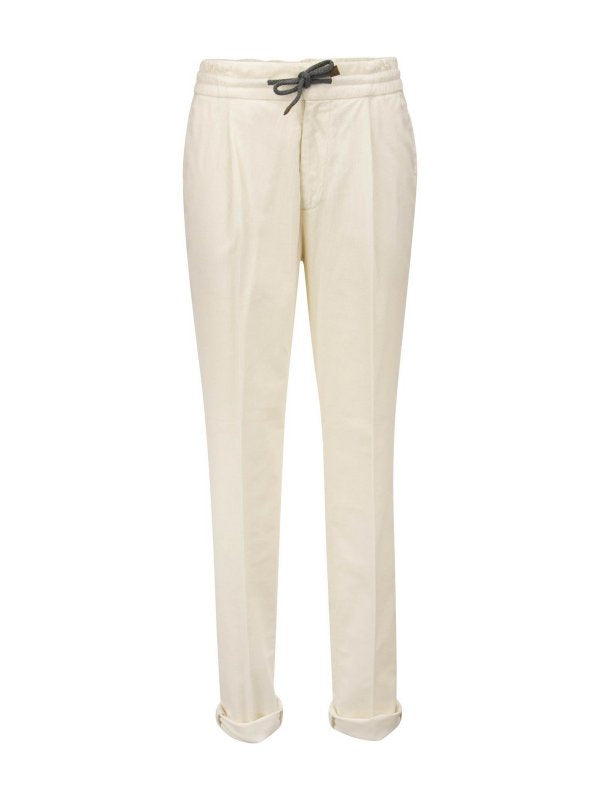 White Cotton Casual Pants