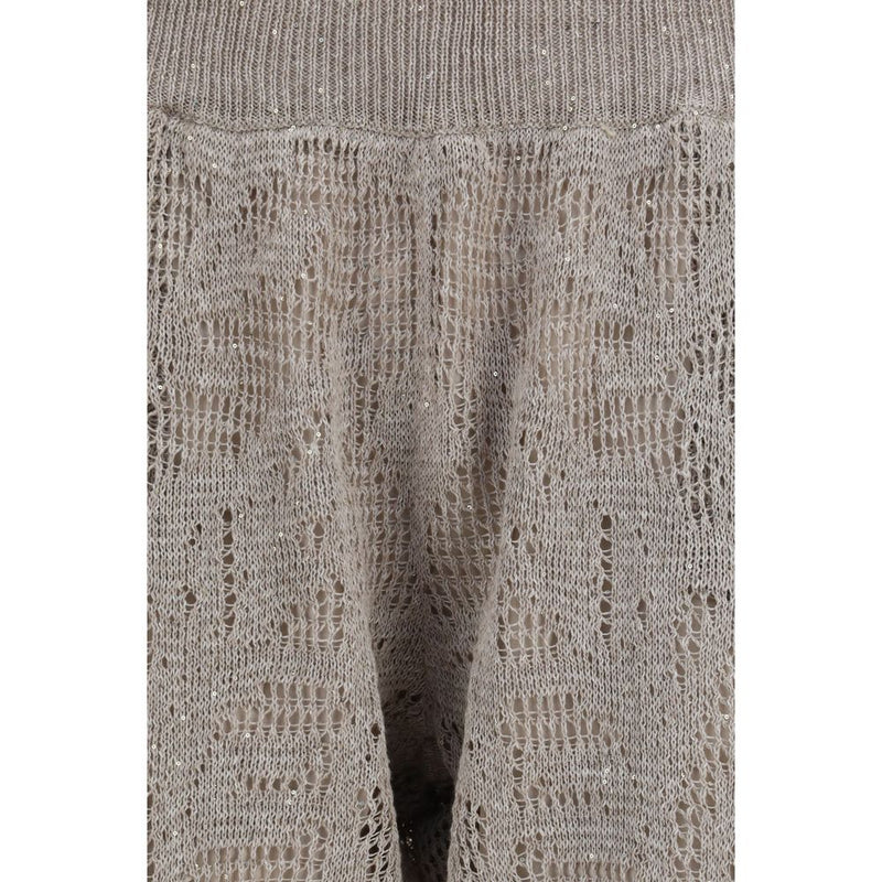 Beige Linen Casual Pants