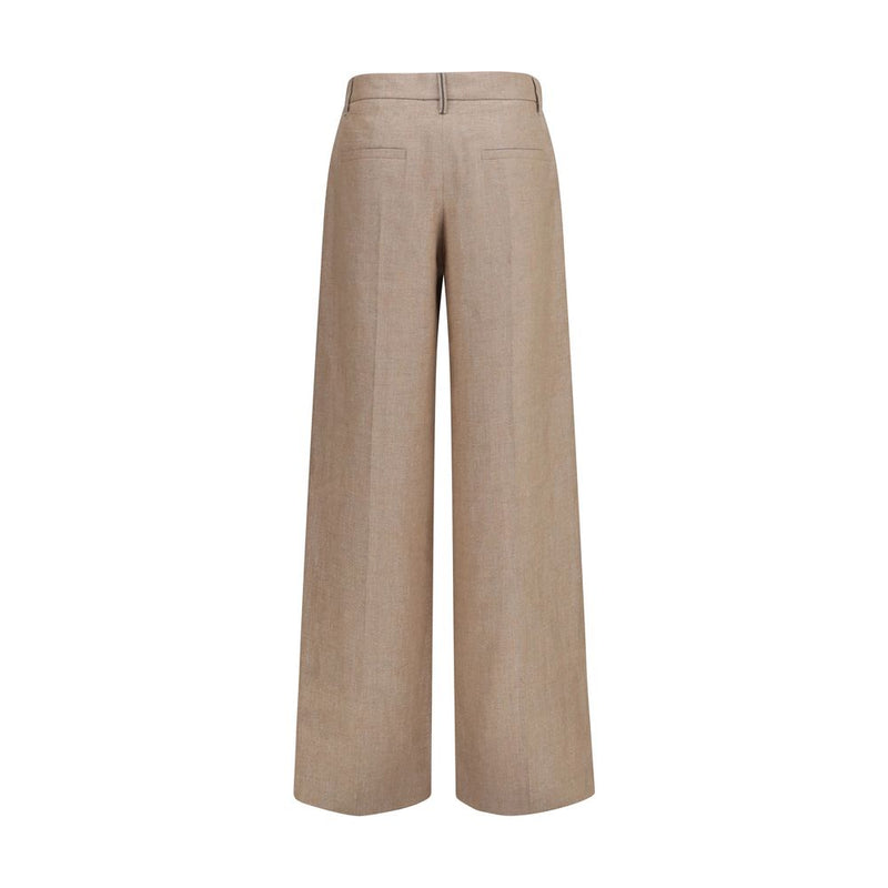Beige Linen Casual Pants