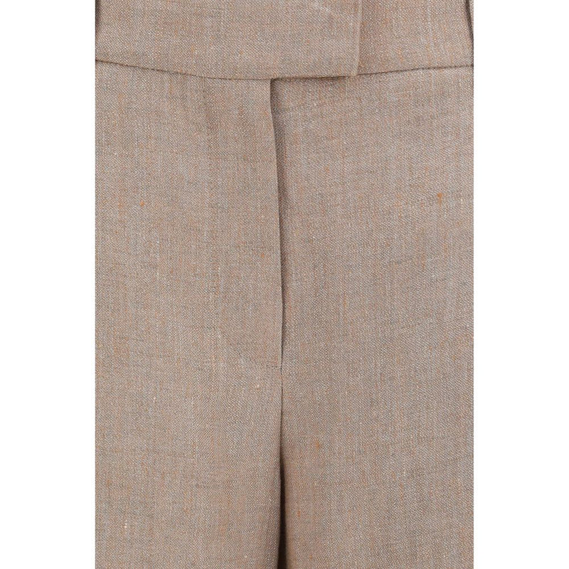 Beige Linen Casual Pants