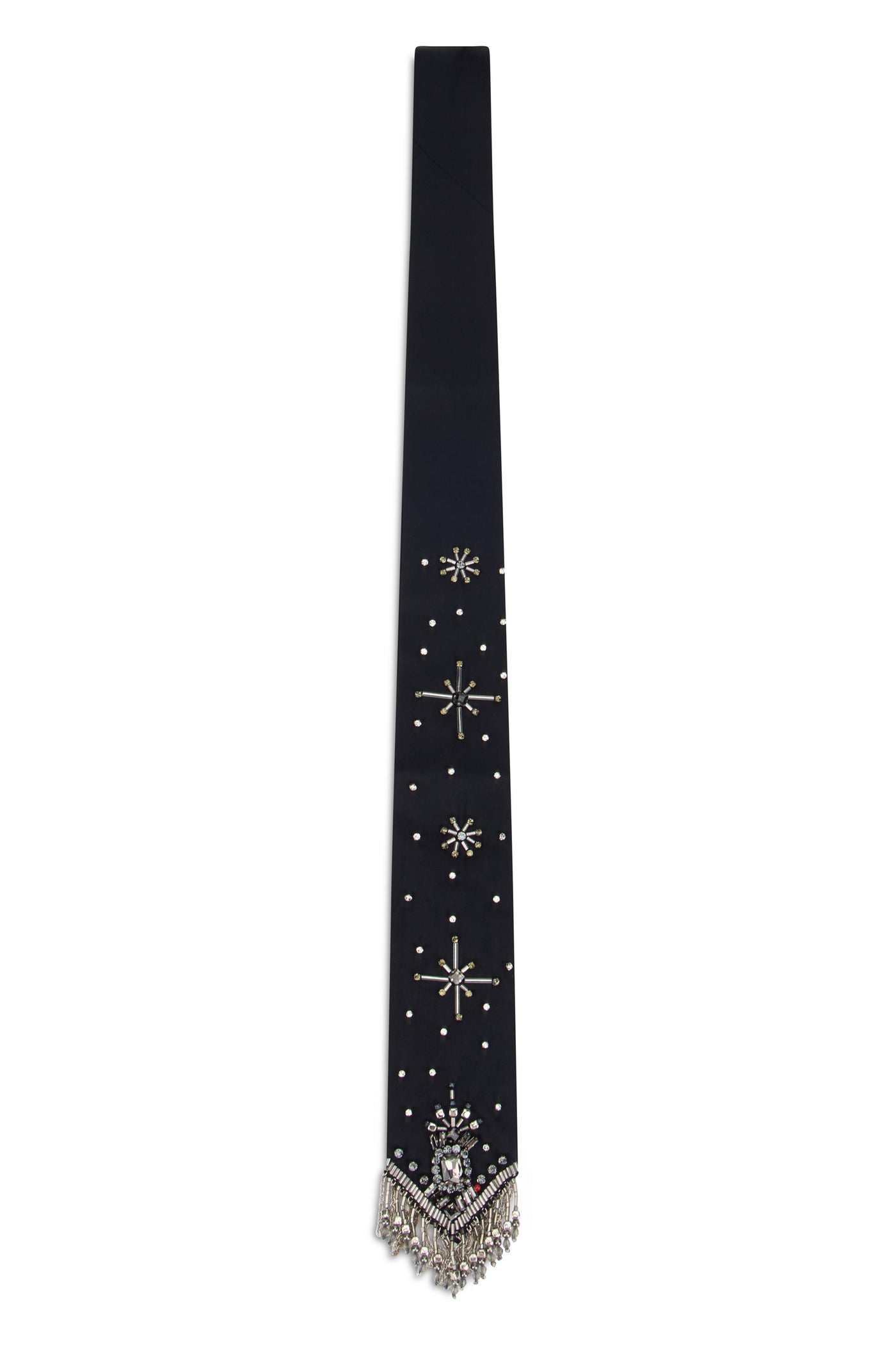Pinko Embroidered Beaded Scarf — Black Viscose Scarfs