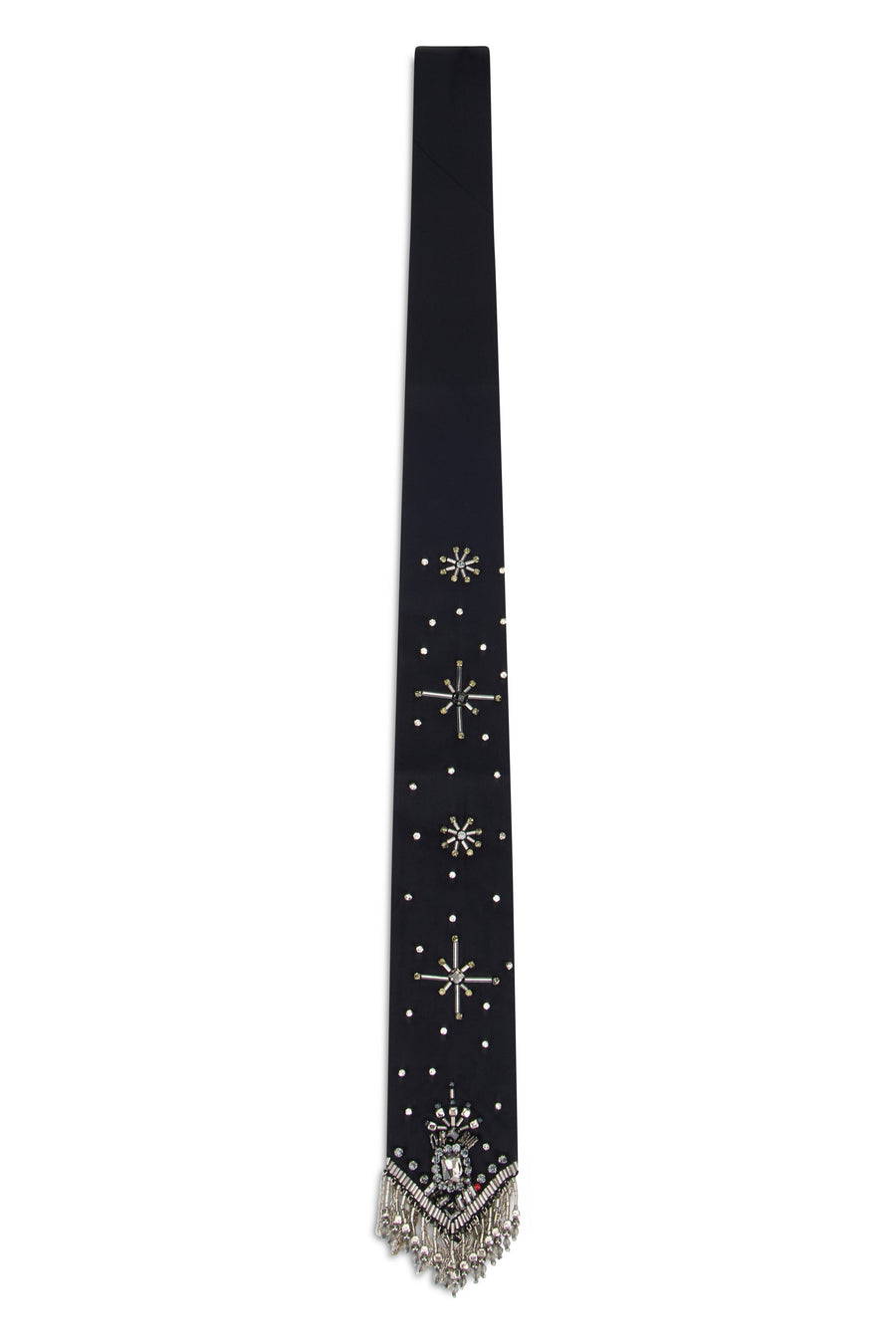Pinko Embroidered Beaded Scarf — Black Viscose Scarfs