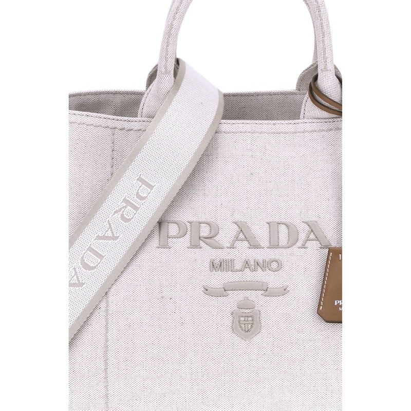 Beige Cotton Shoulder Bag