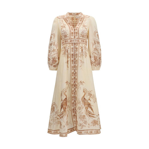 Beige Linen Casual Dress