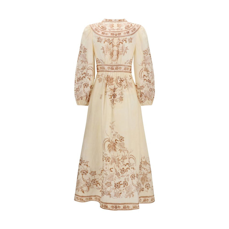 Beige Linen Casual Dress