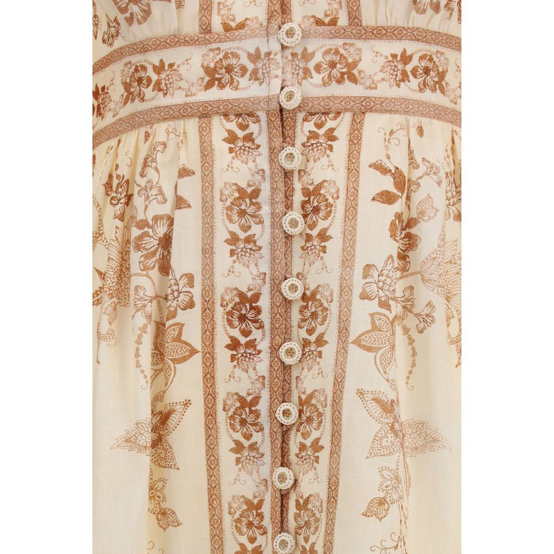 Beige Linen Casual Dress