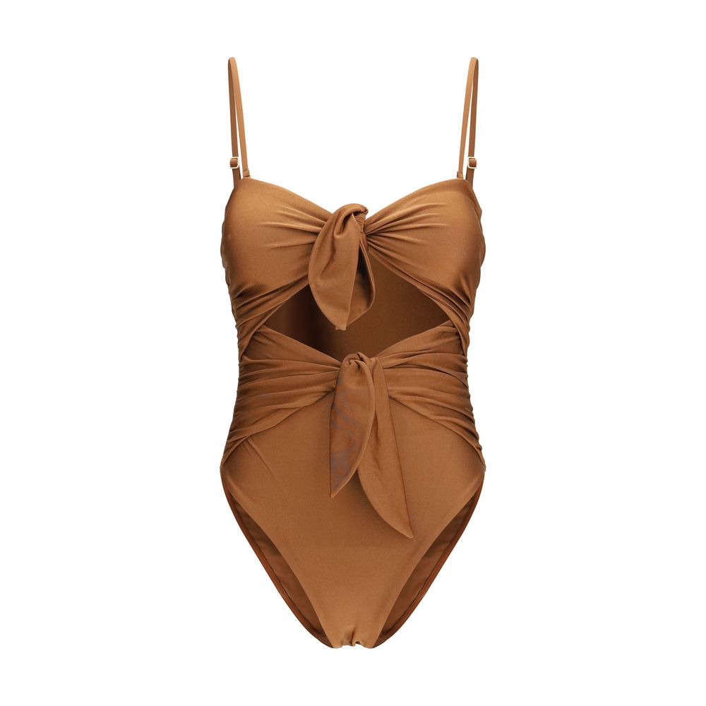 Beige Polyamide One-Piece Swimsuit