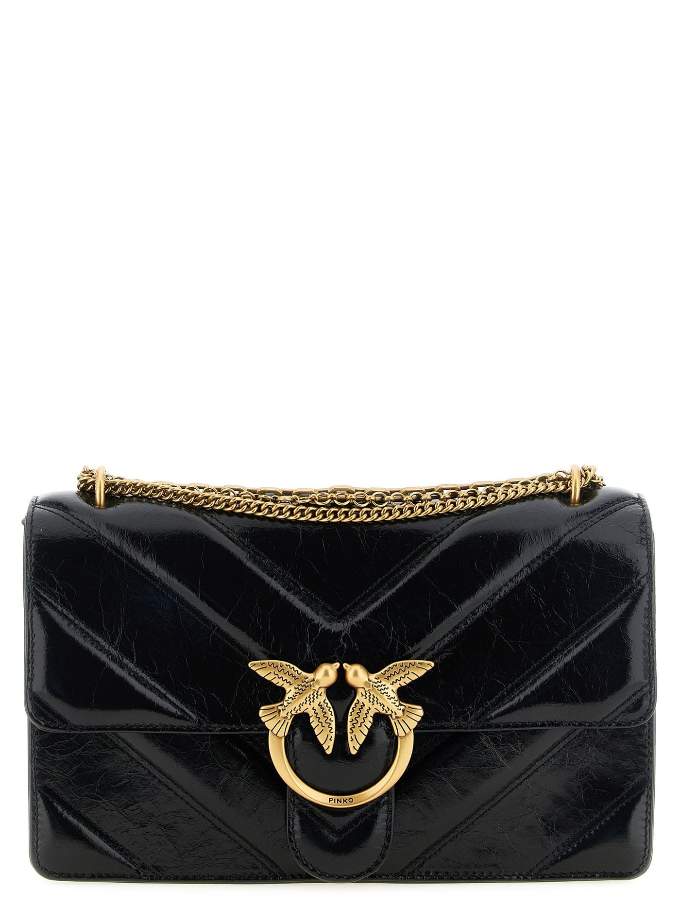 Pinko Love Shoulder Bag — Black Calf Leather