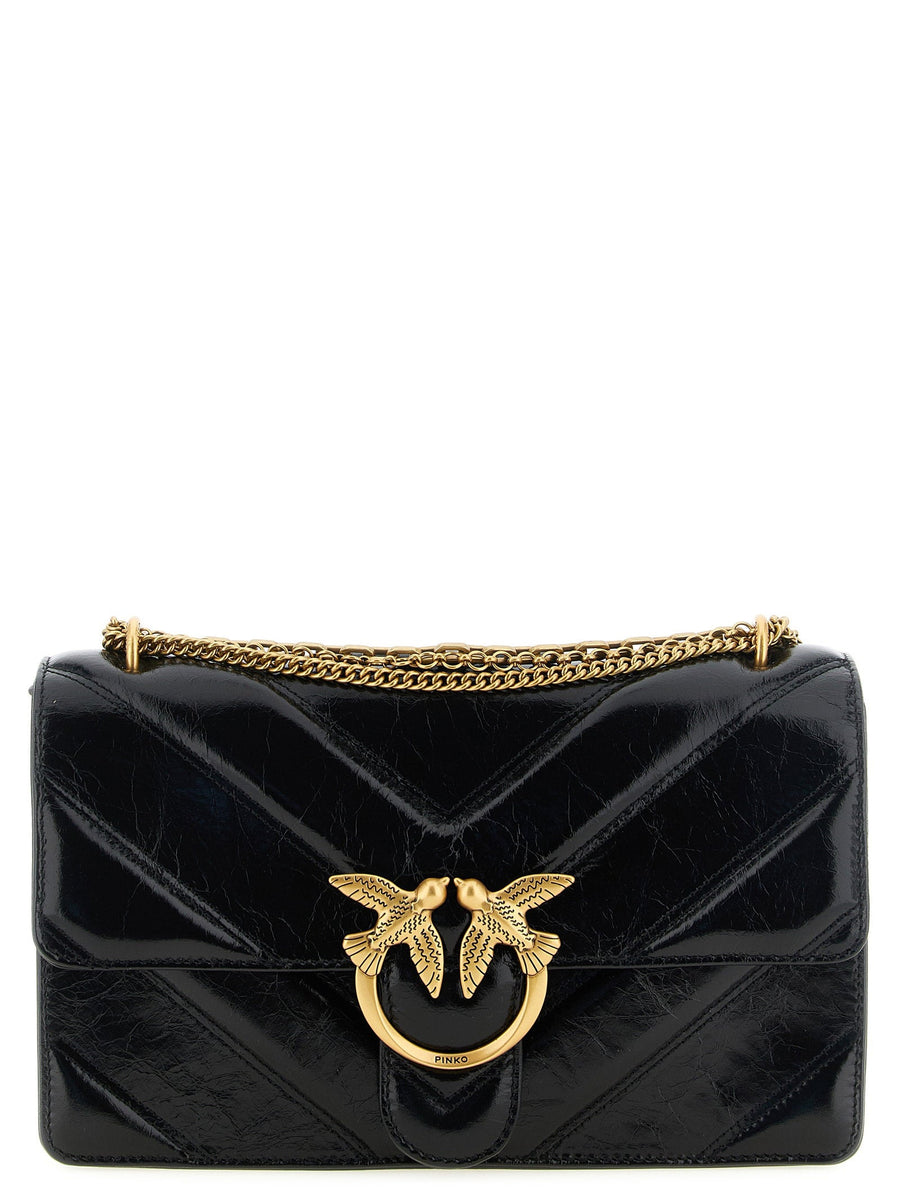 Pinko Love Shoulder Bag — Black Calf Leather