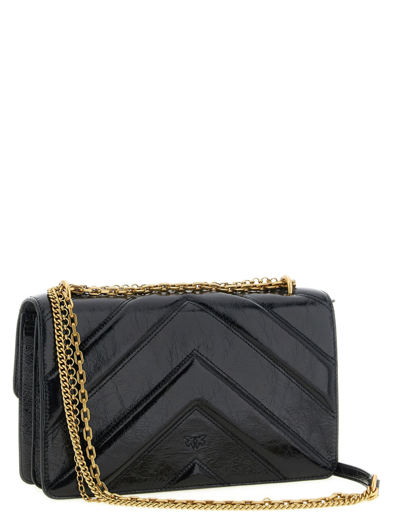 Pinko Love Shoulder Bag — Black Calf Leather