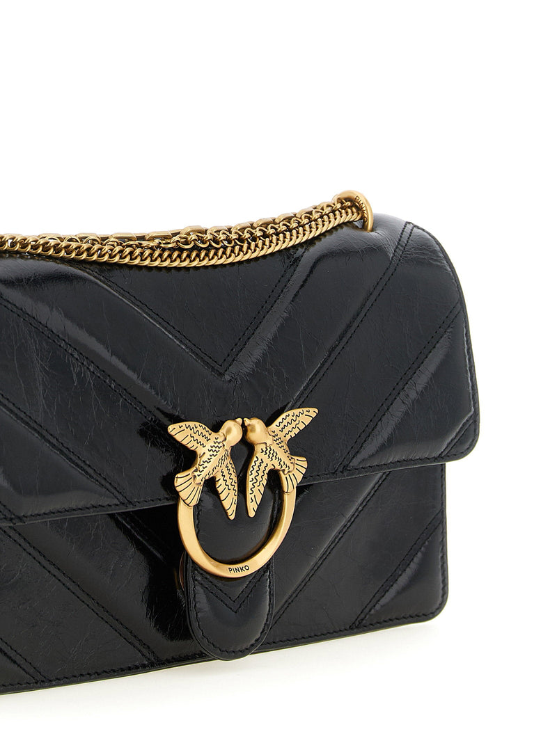 Pinko Love Shoulder Bag — Black Calf Leather