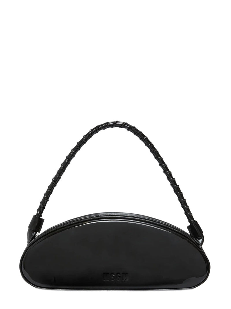 Msgm Calf Leather Shoulder Bag — Black Outside
