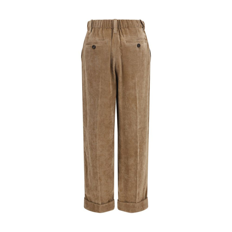 Brown Viscose Casual Pants