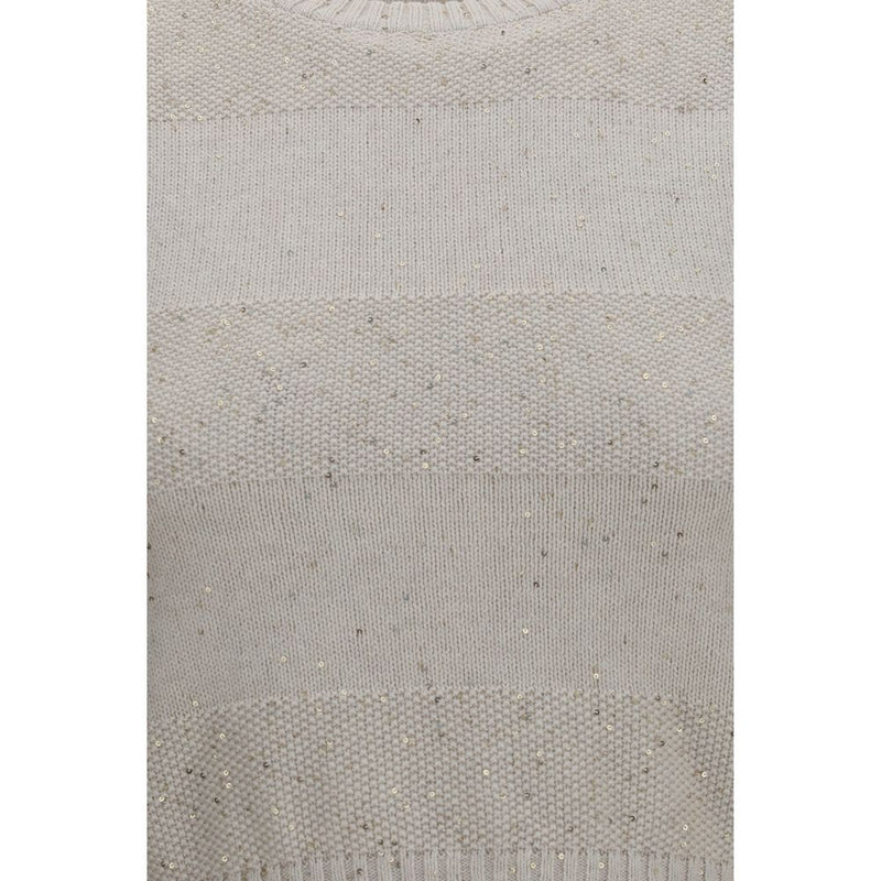 Beige Cotton Sleeveles Sweater