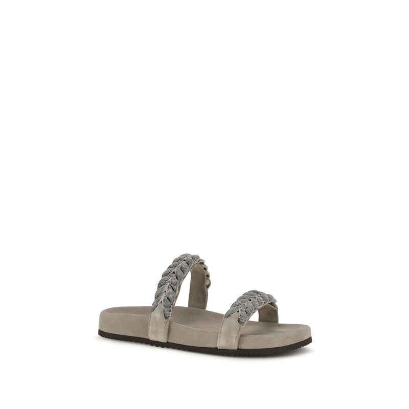 Gray Calf Leather Bos Taurus Flat Sandals