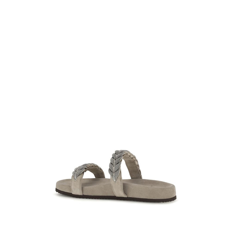 Gray Calf Leather Bos Taurus Flat Sandals