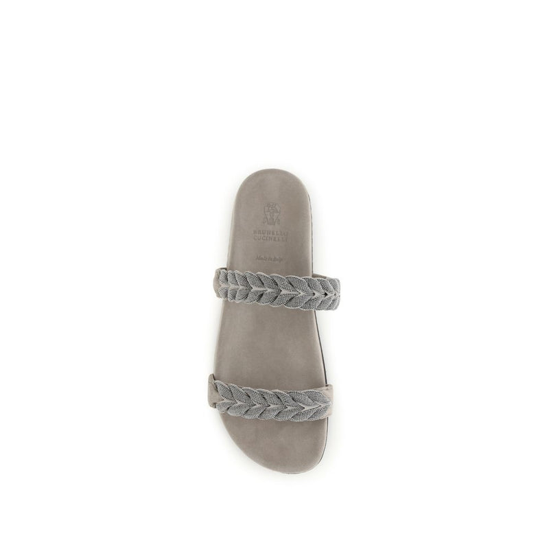 Gray Calf Leather Bos Taurus Flat Sandals