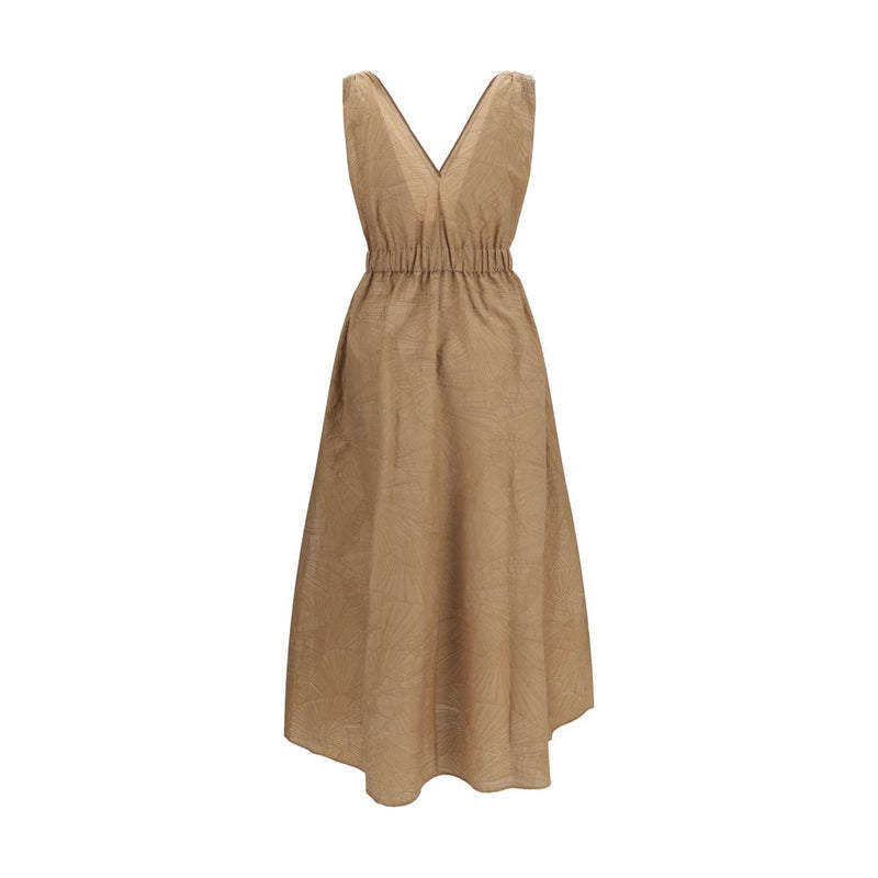 Beige Cotton Casual Dress