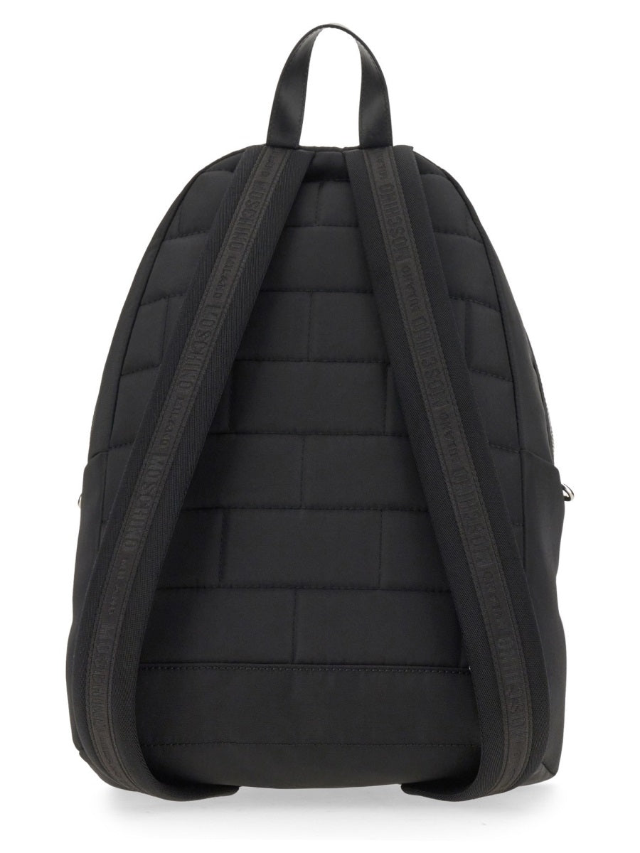 Moschino Logo-Print Polyester Backpack — Black