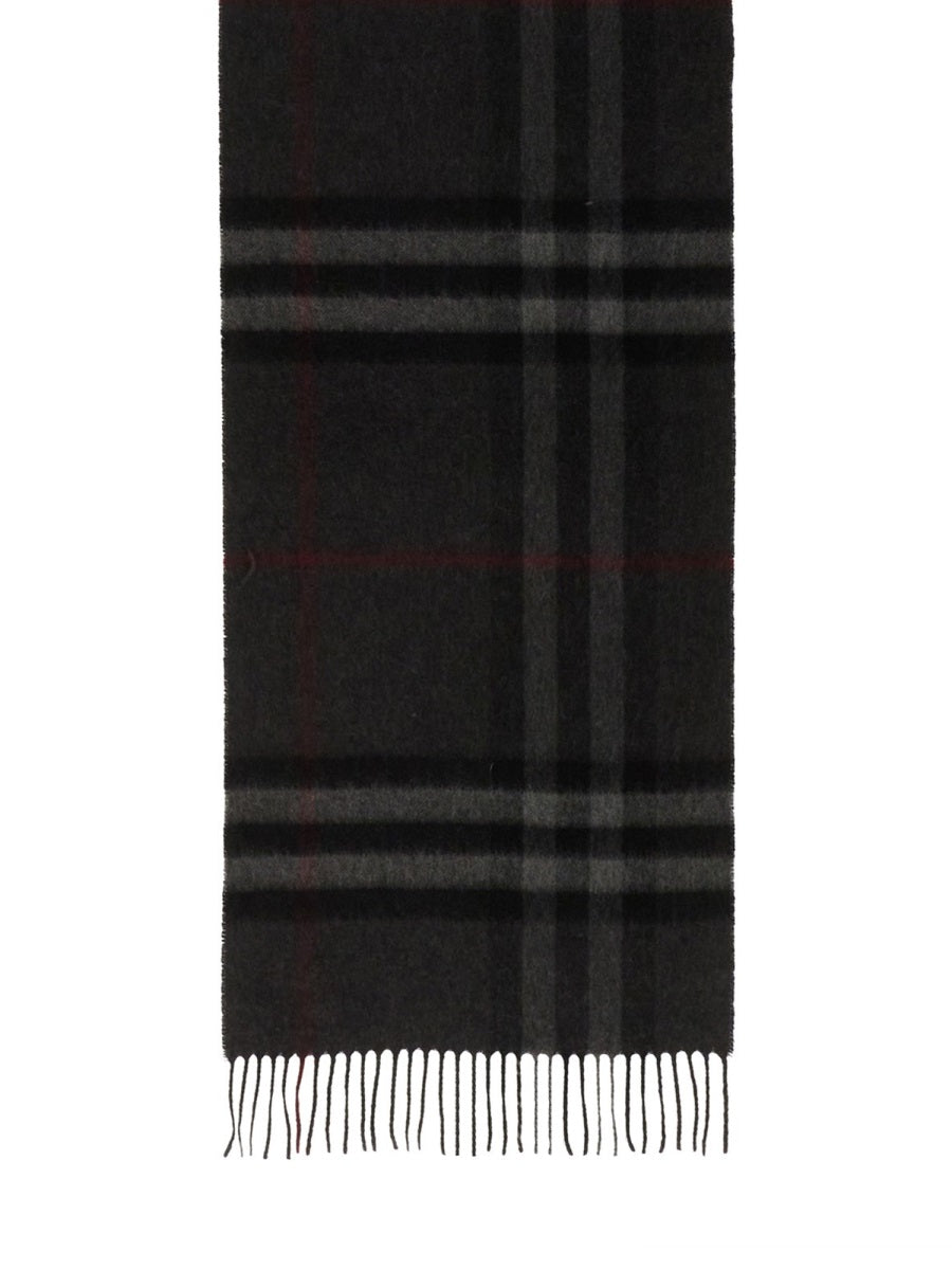 Burberry Cashmere Check Scarf — Black Scarfs