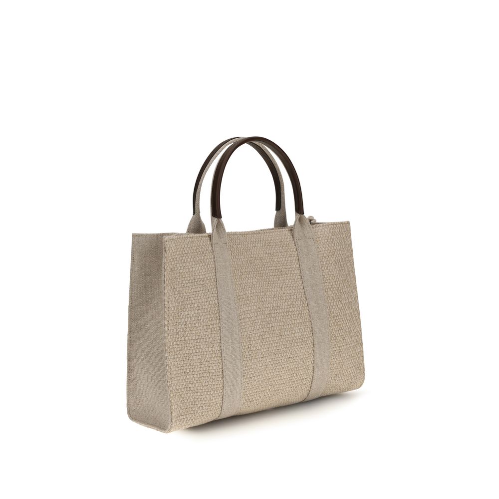 Beige Fabric Handbag