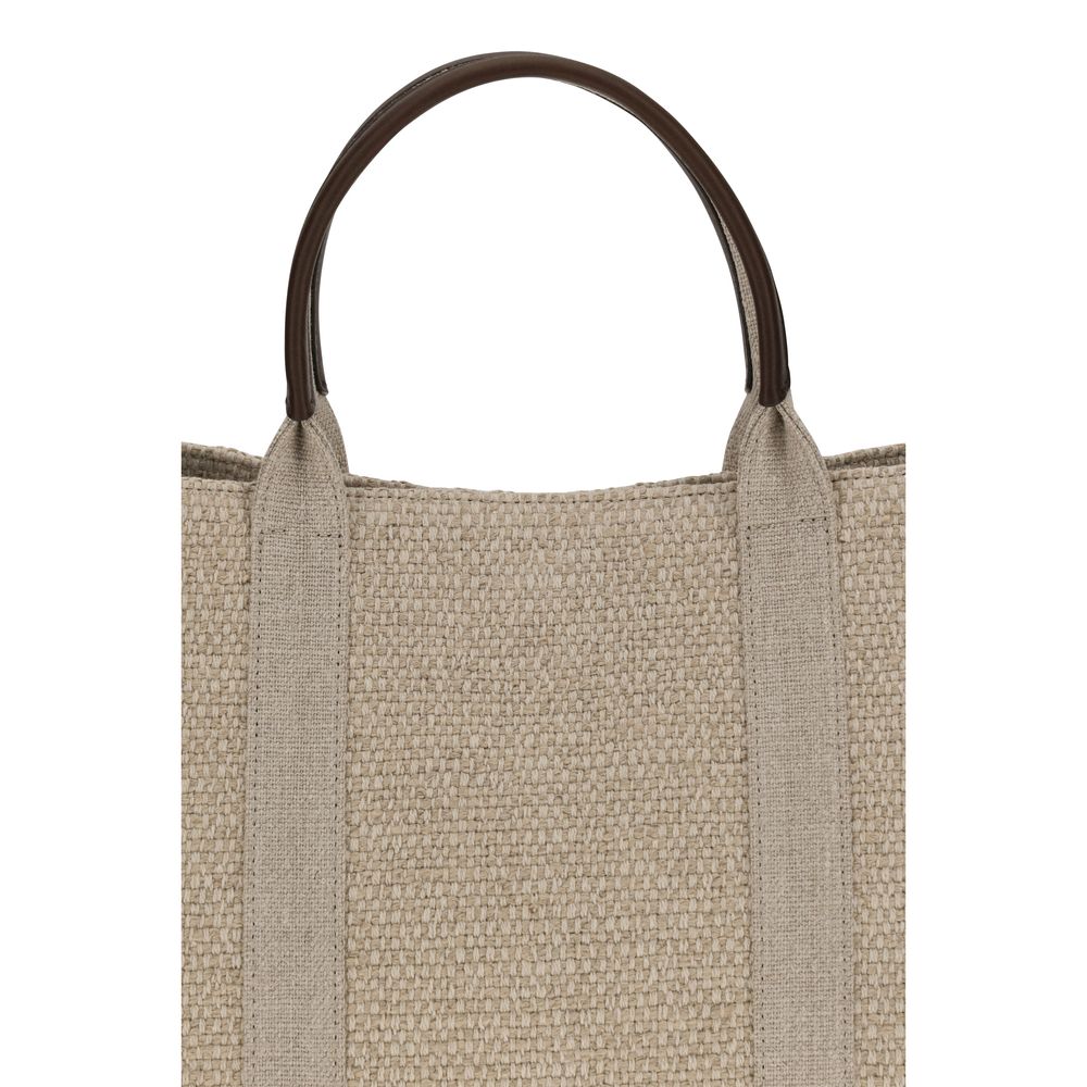 Beige Fabric Handbag