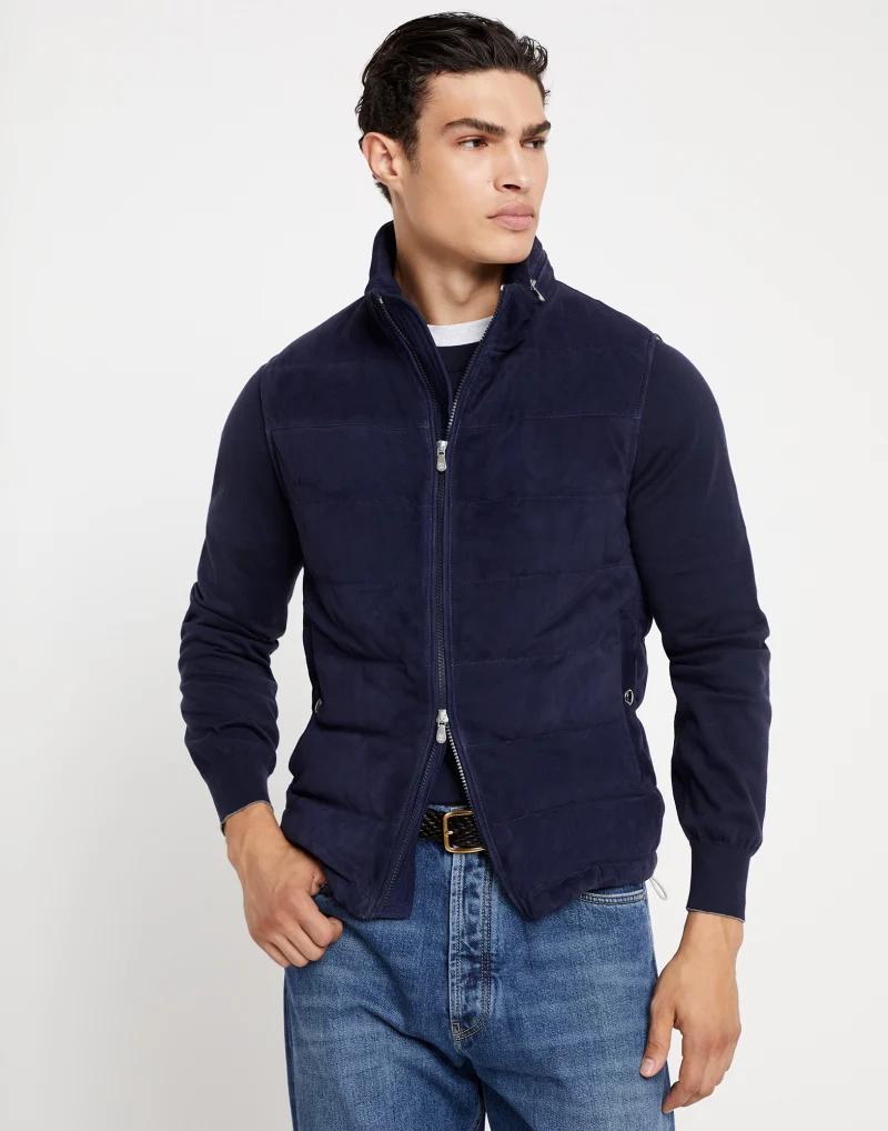 Bicolor Leather Sleveless Jacket