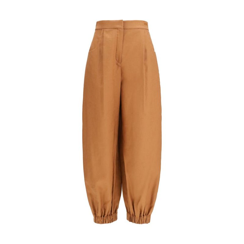 Brown Linen Casual Pants