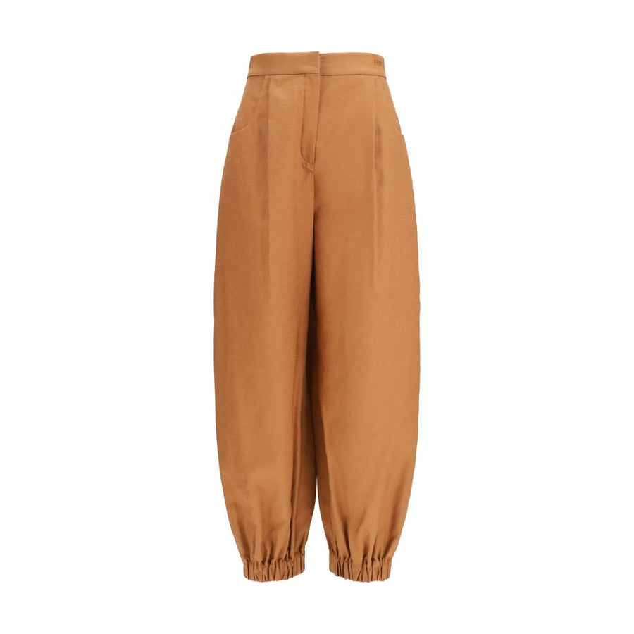 Brown Linen Casual Pants
