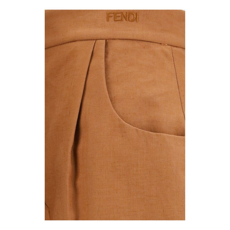 Brown Linen Casual Pants