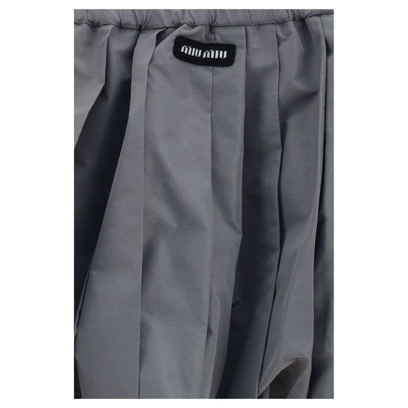 Gray Polyester Mini Skirt