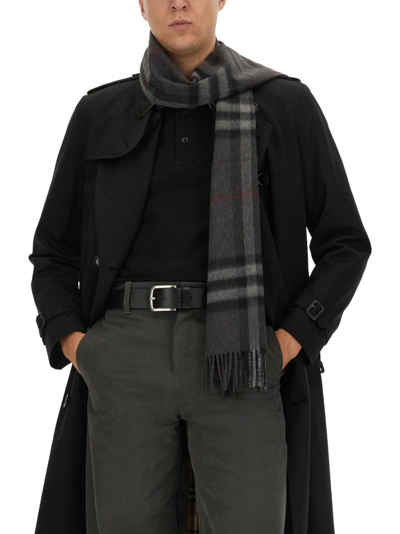 Burberry Cashmere Check Scarf — Black Scarfs