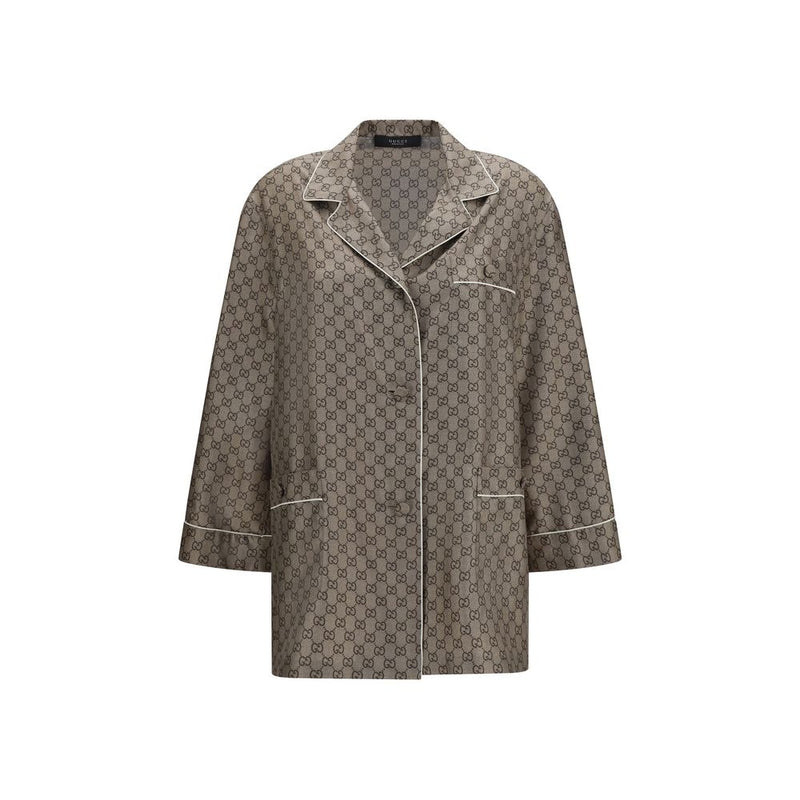 Beige Silk Dress Shirt