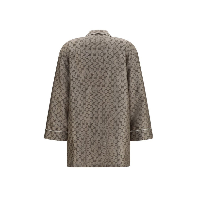 Beige Silk Dress Shirt