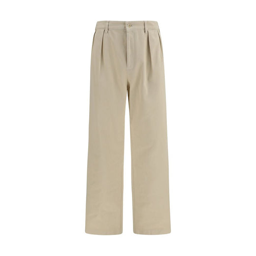 Beige Cotton Casual Pants
