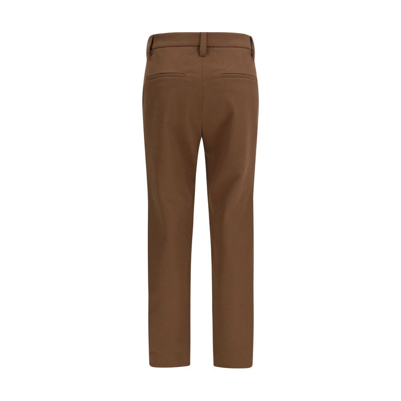 Brown Elastane Casual Pants