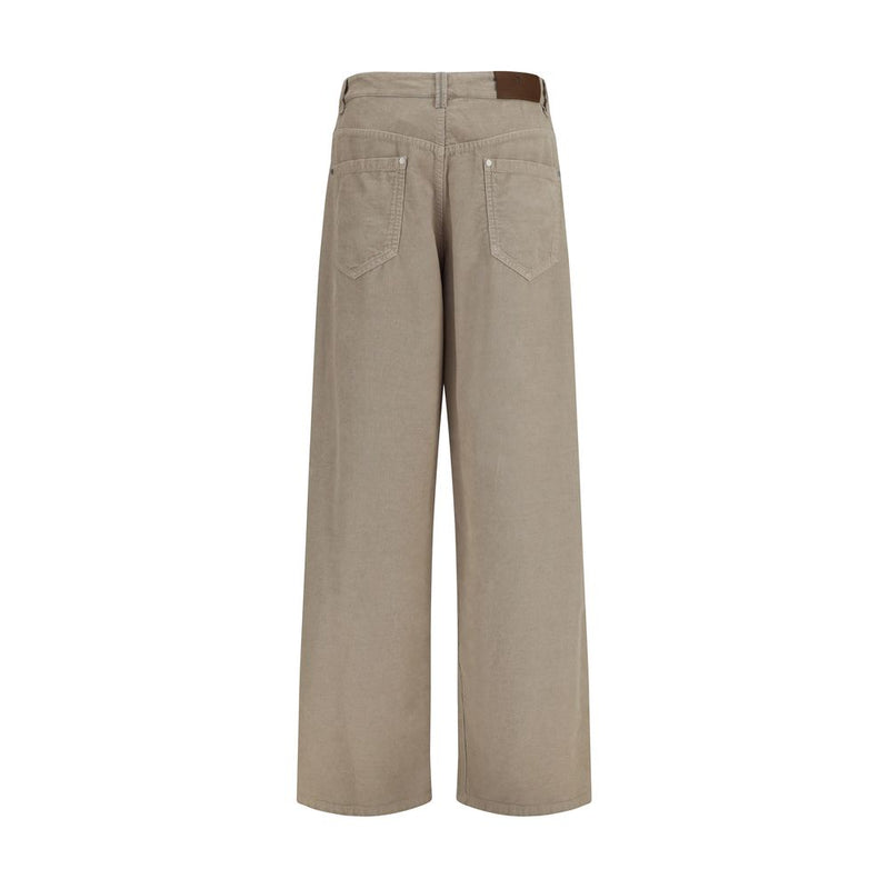 Beige Cotton Casual Pants
