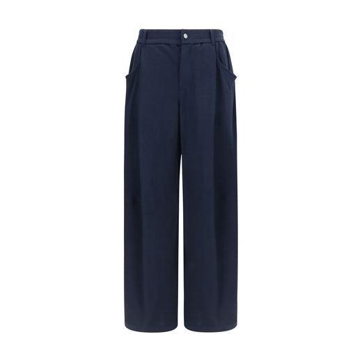 Blue Cotton Casual Pants