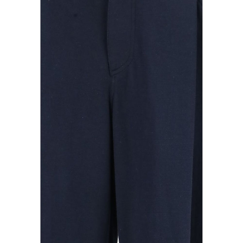 Blue Cotton Casual Pants