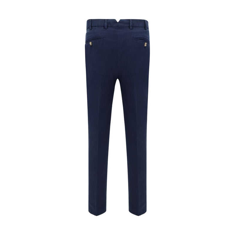 Blue Cotton Casual Pants