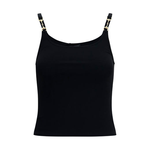 Black Viscose Sleeveles T-Shirt