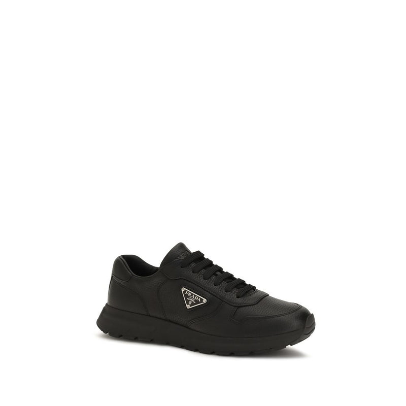 Black Polyester Athletic Sneakers